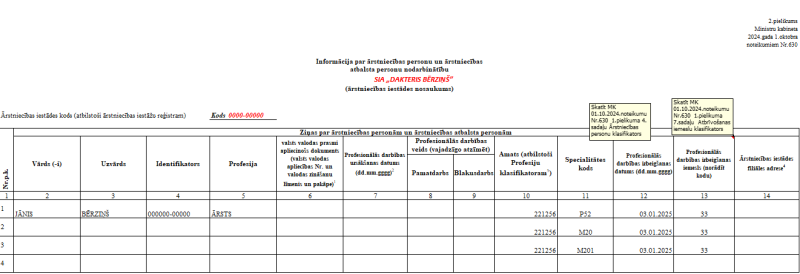 Excel tabula ar plašākiem skaidrojumiem