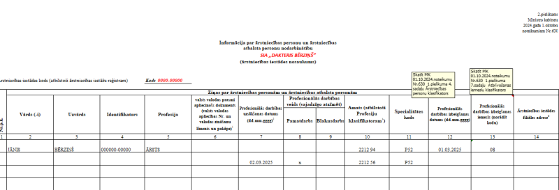 Excel tabula ar plašākiem skaidrojumiem