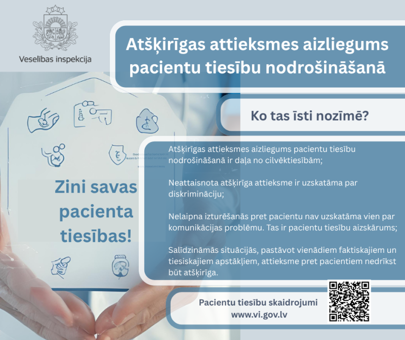 Infografika - vienlīdzīgas attieksmes nodrošināšana pacientam