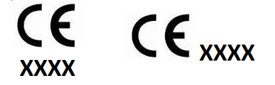 CE atbilstības marķējums ar 4 ciparu kombināciju – paziņotās iestādes identifikācijas numurs 