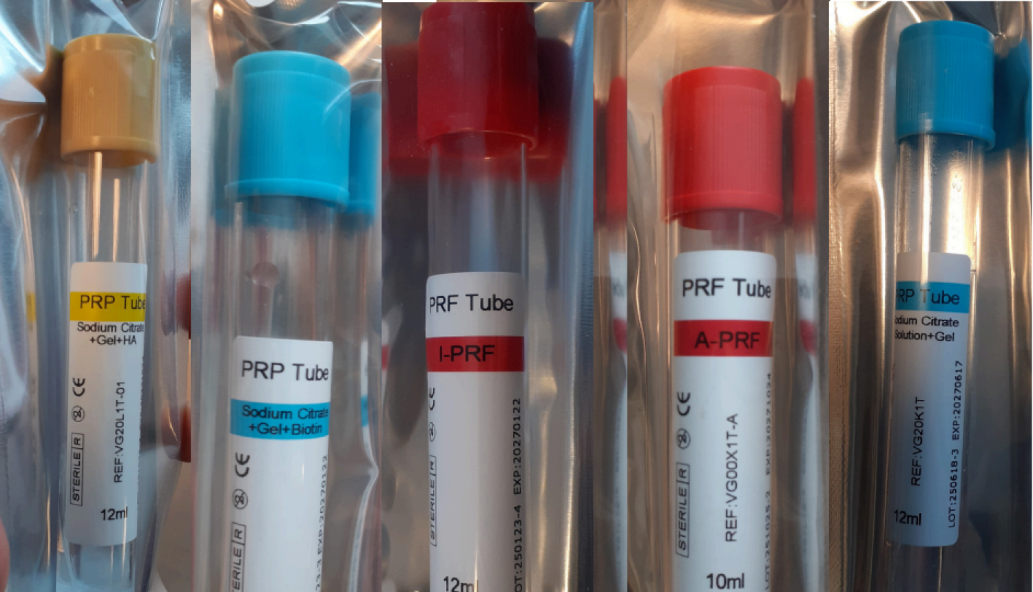 Fotoattēlā – Latvijas tirgū konstatētie PRP un PRF stobriņi.